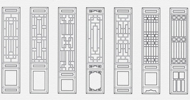 思茅常用中式仿古花窗图案隔断设计图